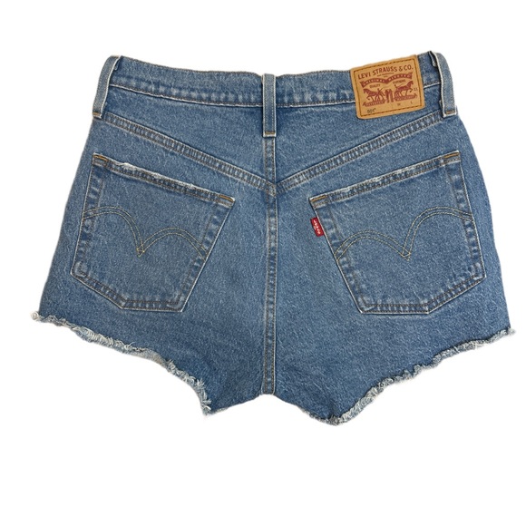 Levi’s 501 Distressed High-Rise Denim Shorts - Blue - Picture 4 of 9